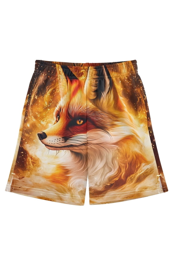 BZSMCE Adjustable Drawstring Casual Shorts With Mysterious Fox Pattern