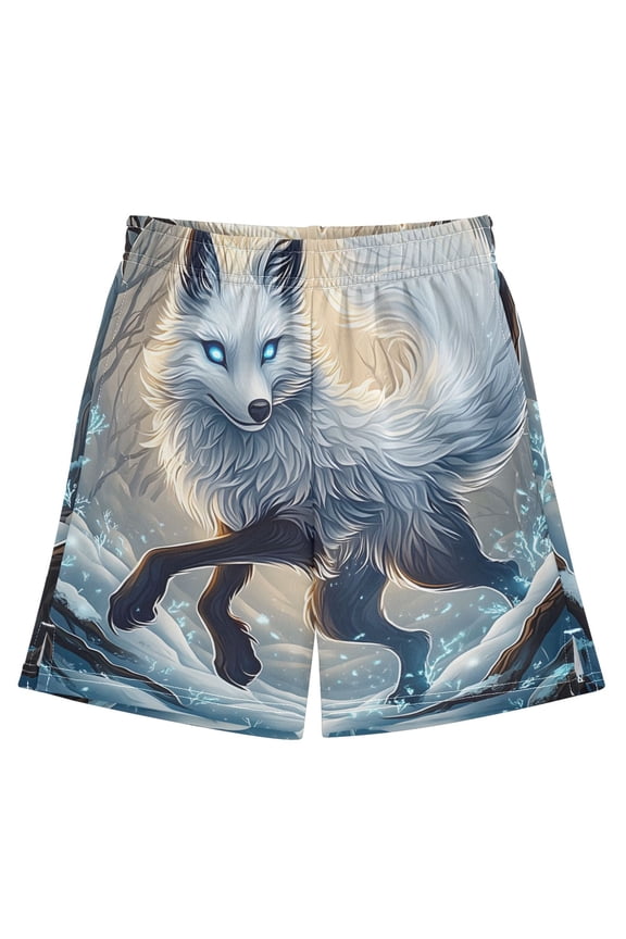 BZSMCE Adjustable Drawstring Casual Shorts With Mysterious Fox Pattern