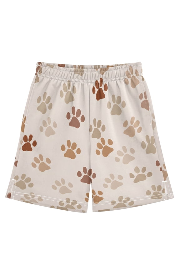 BZSMCE Adjustable Drawstring Casual Shorts With Pet Paw Pattern Pattern