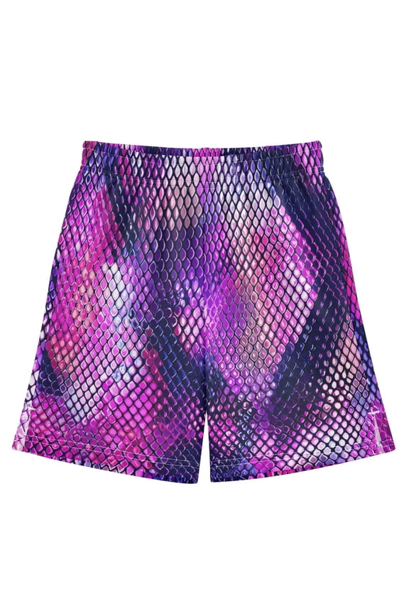 BZSMCE Adjustable Drawstring Casual Shorts With Purple Python Pattern Pattern