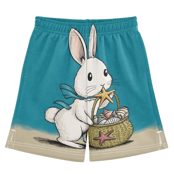 BZSMCE Adjustable Drawstring Casual Shorts With Rabbit Pattern