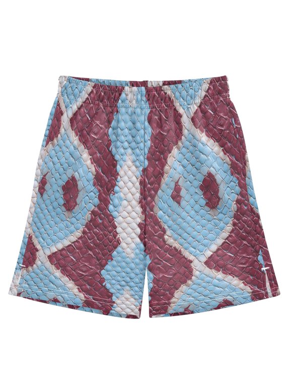 BZSMCE Adjustable Drawstring Casual Shorts With Red Blue Python Pattern Pattern