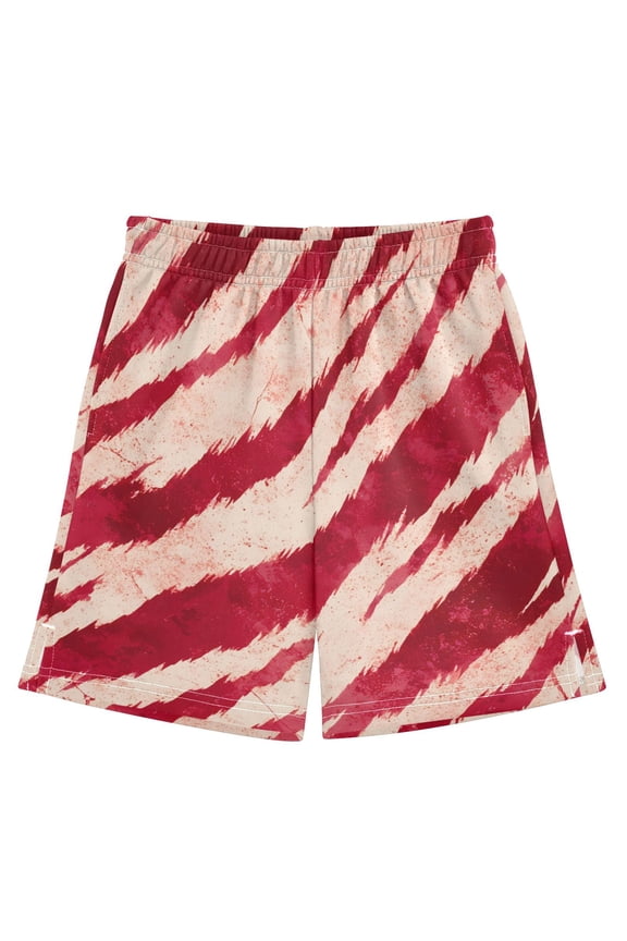 BZSMCE Adjustable Drawstring Casual Shorts With Red Tiger Pattern Pattern
