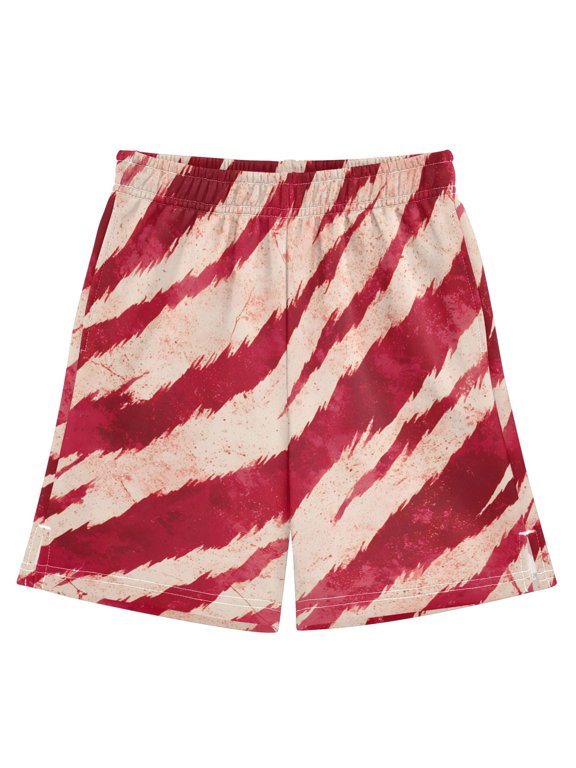 BZSMCE Adjustable Drawstring Casual Shorts With Red Tiger Pattern Pattern