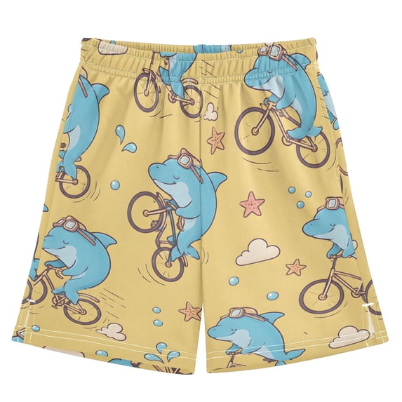 BZSMCE Adjustable Drawstring Casual Shorts With Riding Shark Pattern Pattern