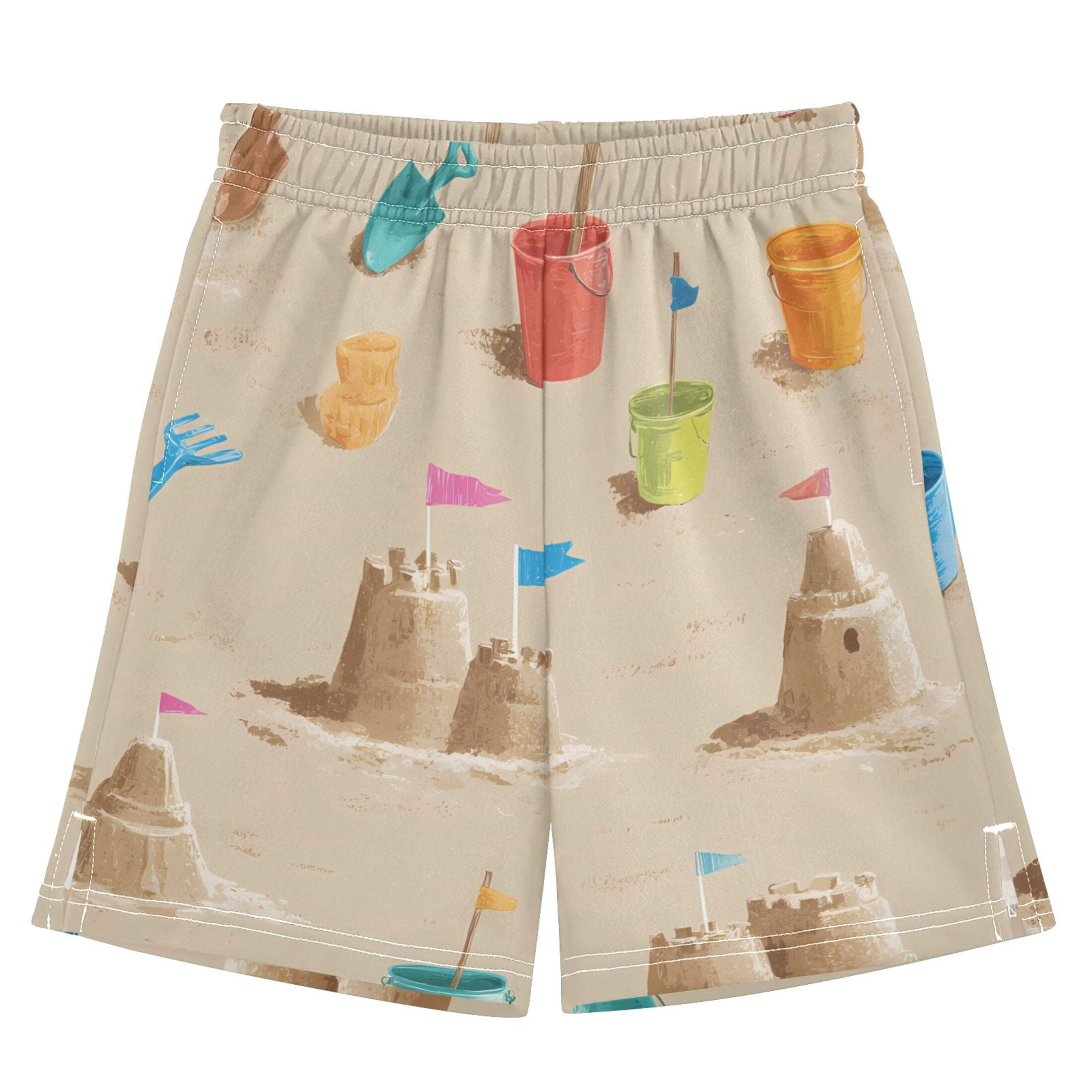 BZSMCE Adjustable Drawstring Casual Shorts With Sand Castle Bucket ...