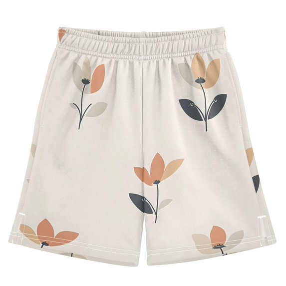 BZSMCE Adjustable Drawstring Casual Shorts With Simple Flower Pattern Pattern
