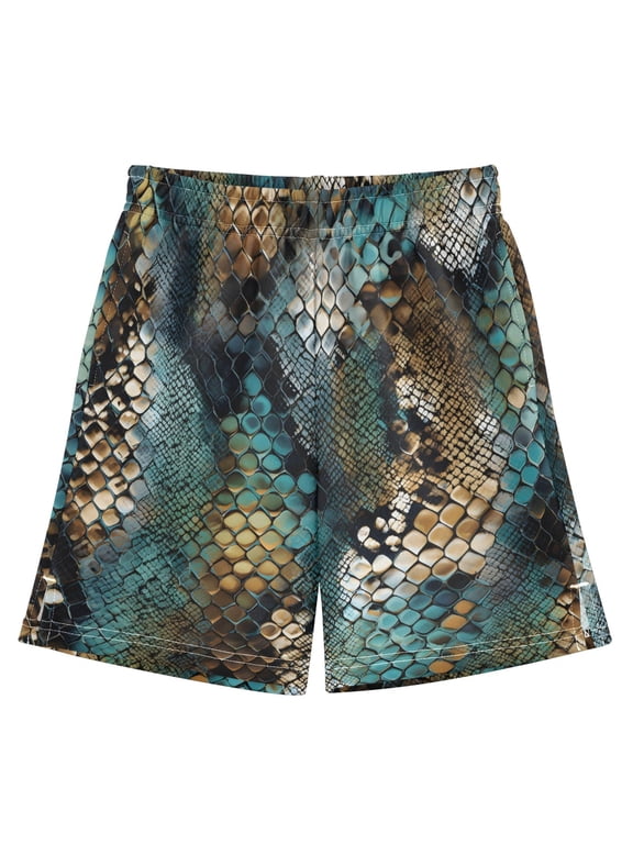 BZSMCE Adjustable Drawstring Casual Shorts With Snake Skin Print Fabric Pattern Pattern