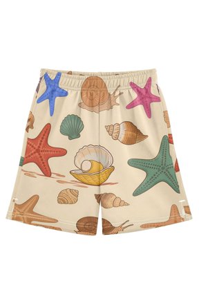 BZSMCE Adjustable Drawstring Casual Shorts With Starfish Shell Pattern Pattern