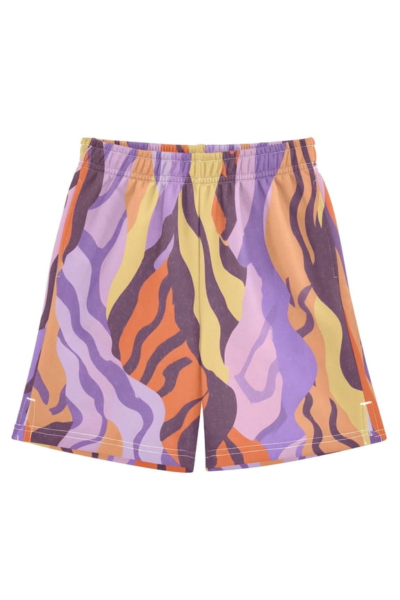BZSMCE Adjustable Drawstring Casual Shorts With Tiger Pattern Pattern