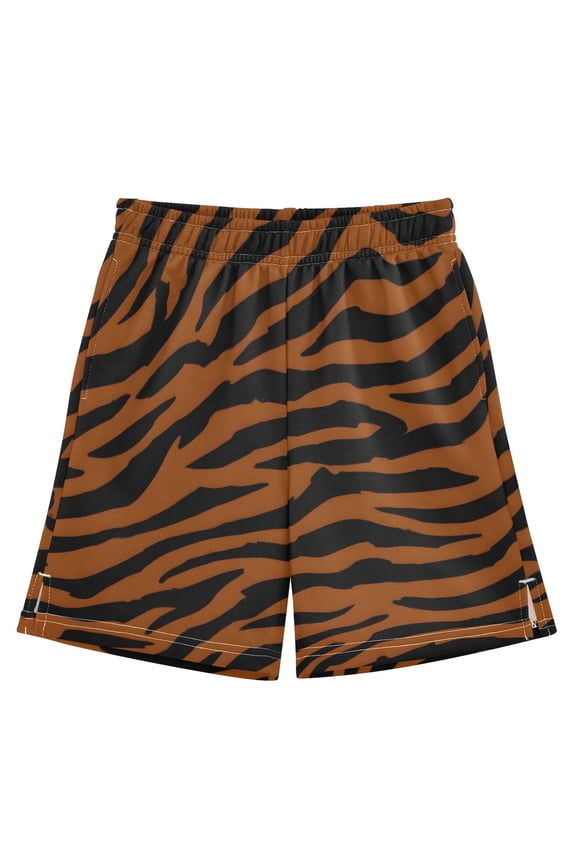 BZSMCE Adjustable Drawstring Casual Shorts With Tiger Pattern Pattern