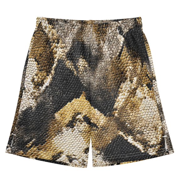 BZSMCE Adjustable Drawstring Casual Shorts With Yellow Black Python Pattern Pattern