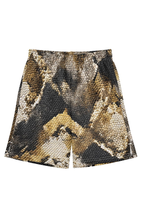BZSMCE Adjustable Drawstring Casual Shorts With Yellow Black Python Pattern Pattern
