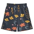 BZSMCE Adjustable Drawstring Casual Shorts With Yellow Orange Flowers ...