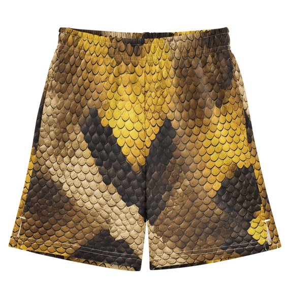 BZSMCE Adjustable Drawstring Casual Shorts With Yellow Python Pattern Pattern