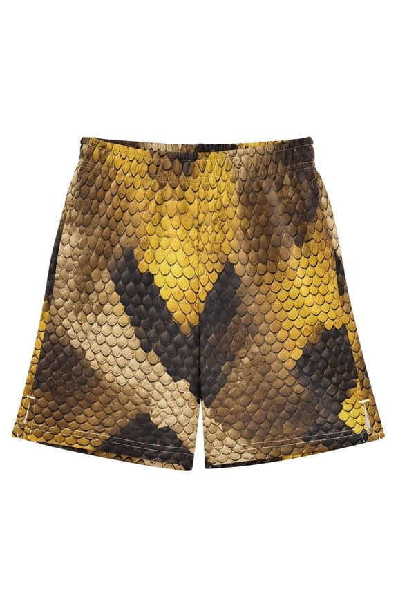 BZSMCE Adjustable Drawstring Casual Shorts With Yellow Python Pattern Pattern