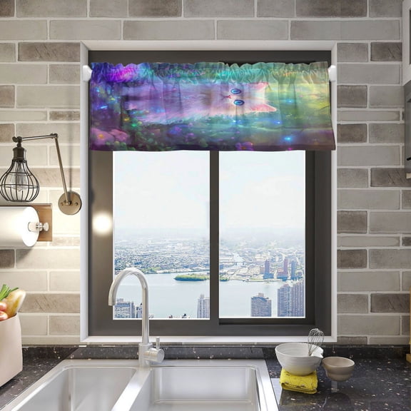 BZSMCE Alance Curtains 3d Cute Cat Design Modern Style Pattern Window Curtain Valance 52W" x 18L" for Kitchen Living Room Bedroom