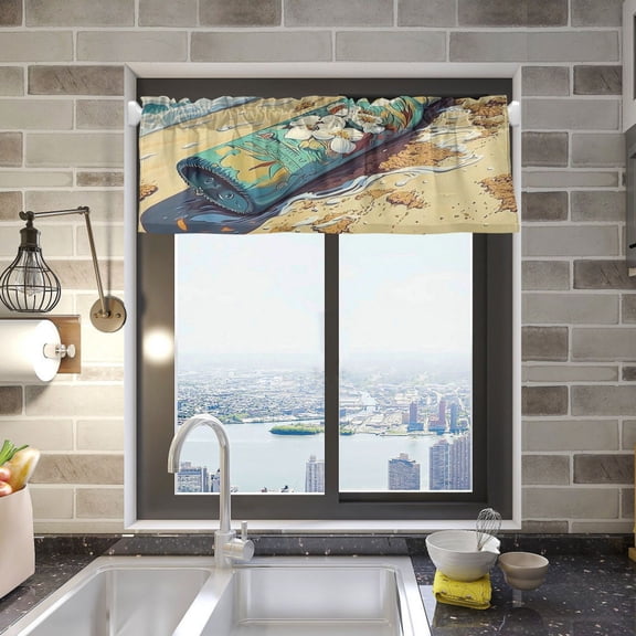 BZSMCE Alance Curtains Bottle with White Flower Design Modern Style Pattern Window Curtain Valance 52W" x 18L" for Kitchen Living Room Bedroom