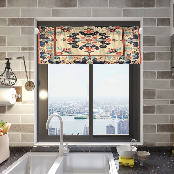 BZSMCE Alance Curtains Design Art Regular Prinetd Design Modern Style Pattern Window Curtain Valance 52W" x 18L" for Kitchen Living Room Bedroom