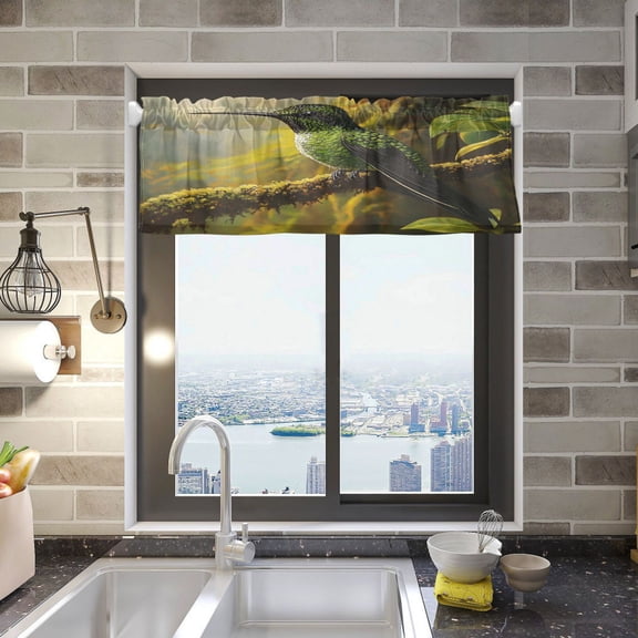 BZSMCE Alance Curtains Green Bird Design Modern Style Pattern Window Curtain Valance 52W" x 18L" for Kitchen Living Room Bedroom