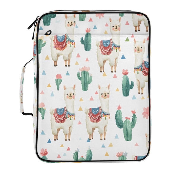 BZSMCE Alpaca Cactus Pattern Water-Resistant Filing Folder Binder Organizer Keeper 1.2 Inch 3-Ring 7-Pocket Expanding File