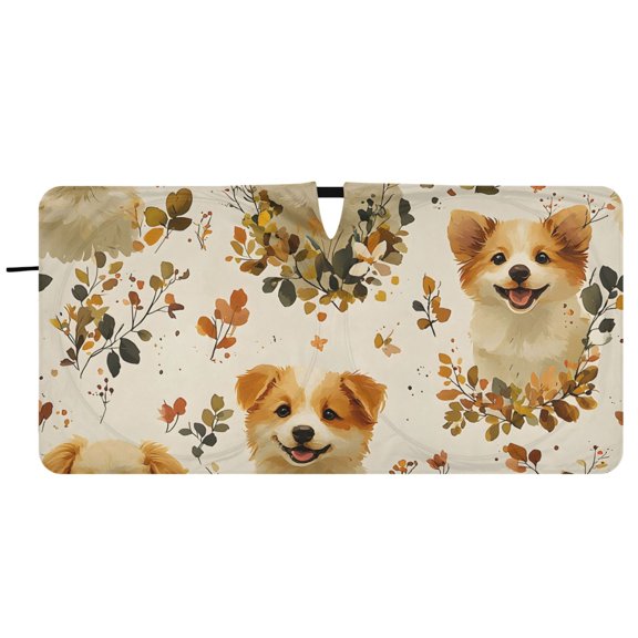 BZSMCE Autumn Leaf Dog Pattern Shade Foldable UV Protection for Car SUV Truck 59" x 30"/62" x 32"