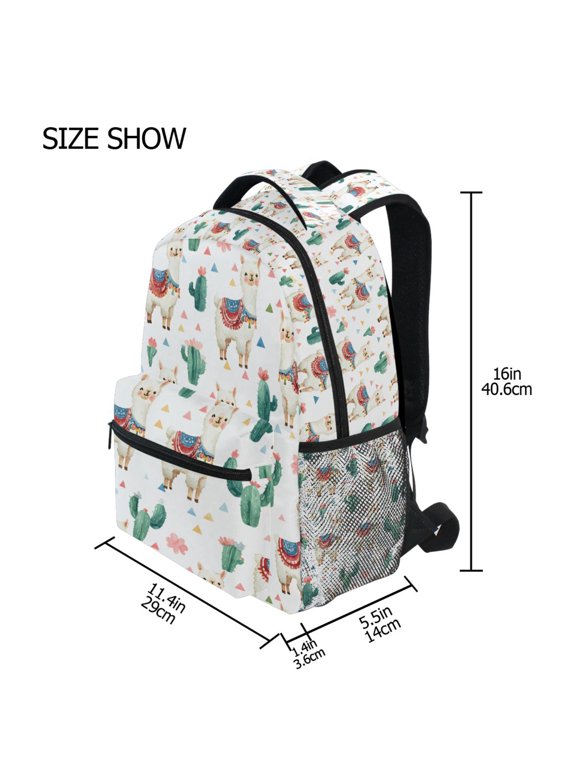 BZSMCE Backpack Schoolbag 15L/18L 2-SIZE Alpaca Cactus Pattern Pattern For the Backbags