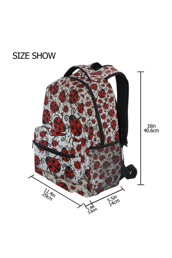 BZSMCE Backpack Schoolbag 15L/18L 2-SIZE Animal Ladybugs Scarab Pattern Pattern For the Backbags