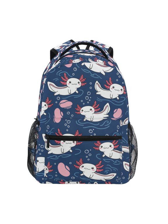 BZSMCE Backpack Schoolbag 15L/18L 2-SIZE Axolotls Blue Pattern Pattern For the Backbags