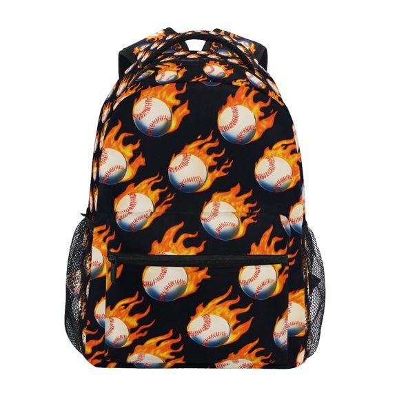 BZSMCE Backpack Schoolbag 15L/18L 2-SIZE Baseball Flames Pattern Pattern Pattern For the Backbags