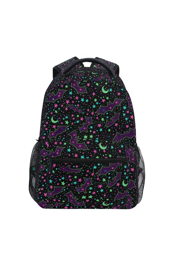 BZSMCE Backpack Schoolbag 15L/18L 2-SIZE Bats Stars Pattern Pattern Pattern For the Backbags