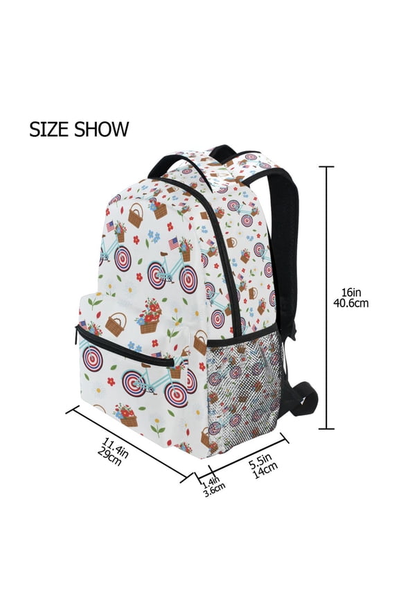 BZSMCE Backpack Schoolbag 15L/18L 2-SIZE Bicycle Basket Pattern Pattern Pattern For the Backbags
