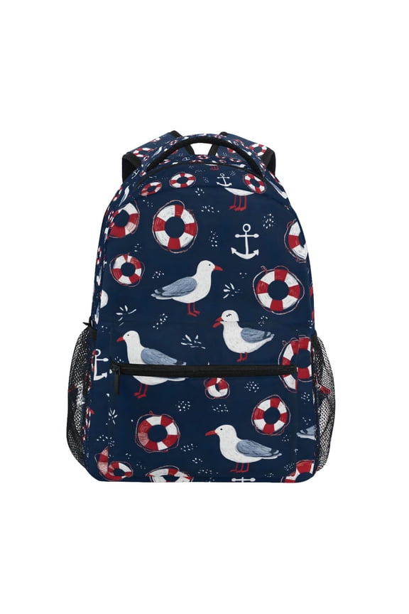 BZSMCE Backpack Schoolbag 15L/18L 2-SIZE Bird Lifebuoy Pattern Pattern For the Backbags
