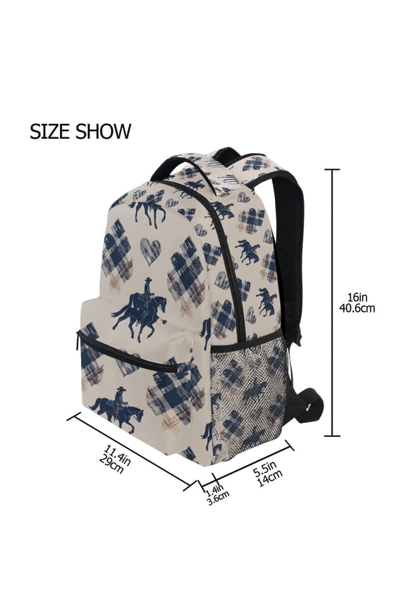 BZSMCE Backpack Schoolbag 15L/18L 2-SIZE Black Denim Pattern Pattern For the Backbags
