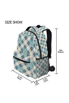 BZSMCE Backpack Schoolbag 15L/18L 2-SIZE Blue Diamond Plaid Pattern Pattern For the Backbags