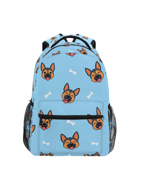 BZSMCE Backpack Schoolbag 15L/18L 2-SIZE Cartoon German Shepherd Bone Pattern Pattern Pattern For the Backbags