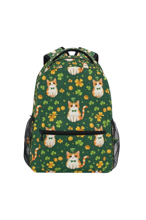 BZSMCE Backpack Schoolbag 15L/18L 2-SIZE Cat and Clover Pattern Pattern Pattern For the Backbags