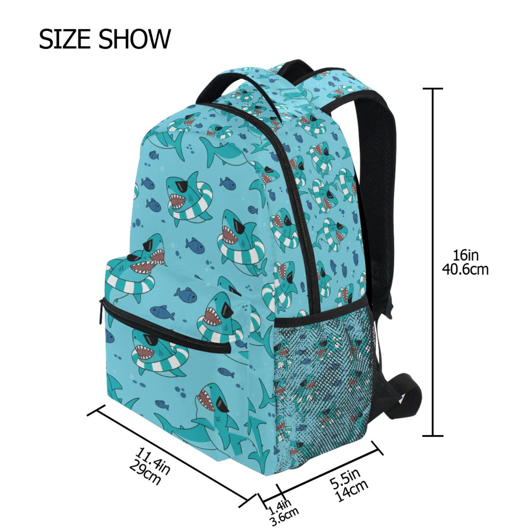 Fish Shape Backpack BZSMCE Backpack Schoolbag 15L/18L 2-SIZE Colorful Fish Sea Ocean Blue ...
