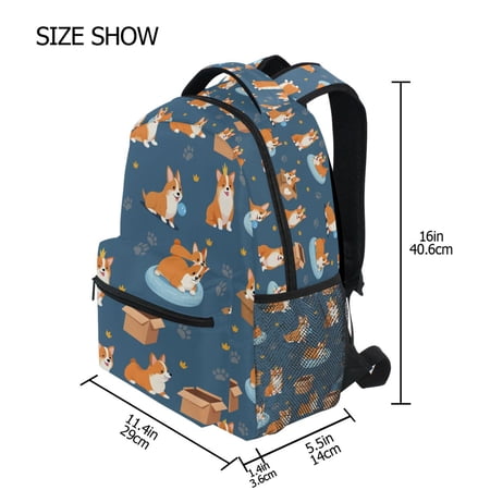 BZSMCE Backpack Schoolbag 15L/18L 2-SIZE Corgi Footprint Pattern Pattern Pattern For the Backbags price history and forecast - DALAWU