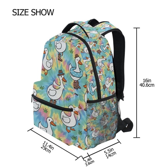 BZSMCE Backpack Schoolbag 15L/18L 2-SIZE Cute Cartoon Duck on Meadow Pattern Pattern For the Backbags
