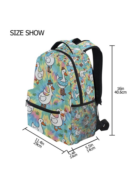 BZSMCE Backpack Schoolbag 15L/18L 2-SIZE Cute Cartoon Duck on Meadow Pattern Pattern For the Backbags