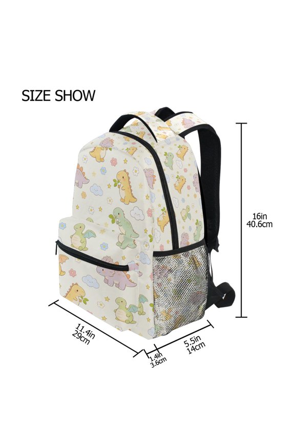 BZSMCE Backpack Schoolbag 15L/18L 2-SIZE Cute Dinosaur Pattern Pattern For the Backbags