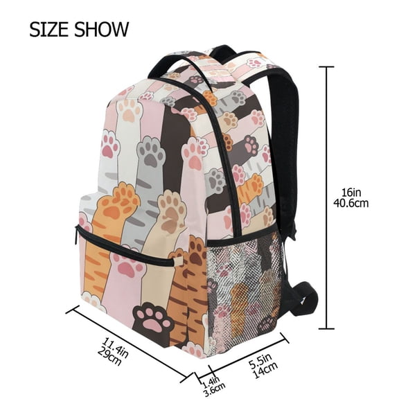 BZSMCE Backpack Schoolbag 15L/18L 2-SIZE Cute Paw Prints Pattern Pattern For the Backbags