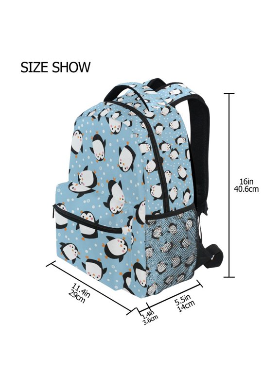 BZSMCE Backpack Schoolbag 15L/18L 2-SIZE Cute Penguin Cartoon Pattern Pattern For the Backbags