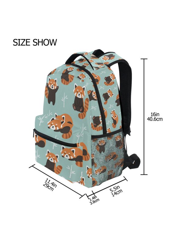 BZSMCE Backpack Schoolbag 15L/18L 2-SIZE Cute Red Panda Pattern Pattern For the Backbags