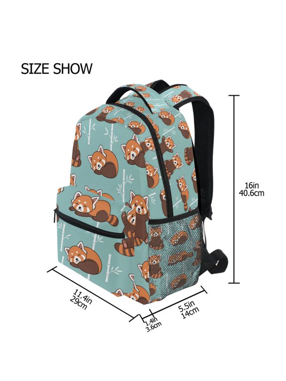 BZSMCE Backpack Schoolbag 15L/18L 2-SIZE Cute Red Panda Pattern Pattern For the Backbags