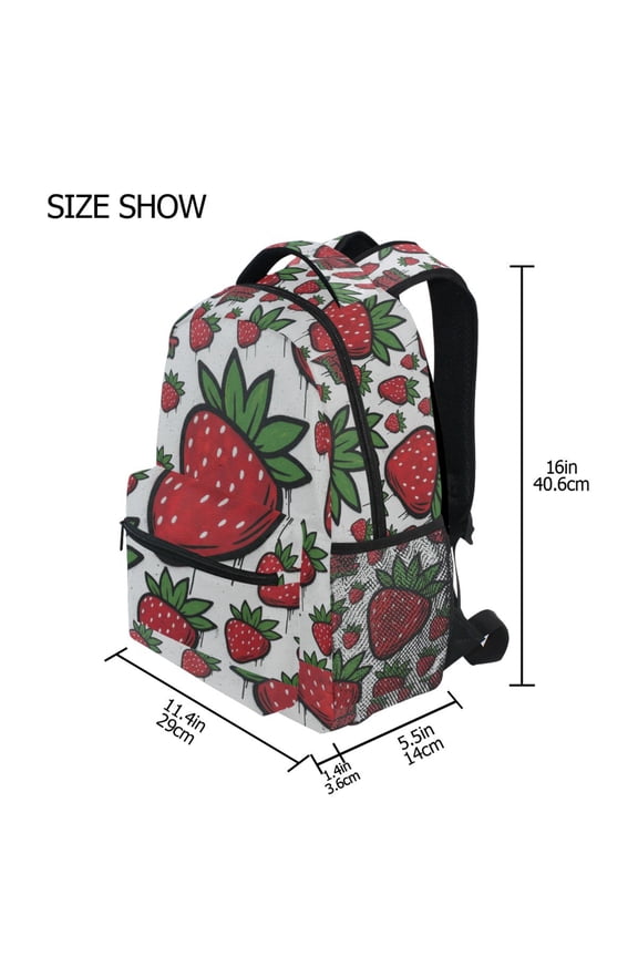 BZSMCE Backpack Schoolbag 15L/18L 2-SIZE Cute Strawberry Pattern Pattern For the Backbags