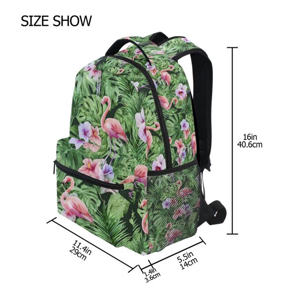 BZSMCE Backpack Schoolbag 15L/18L 2-SIZE Flamingo Pattern Pattern For the Backbags