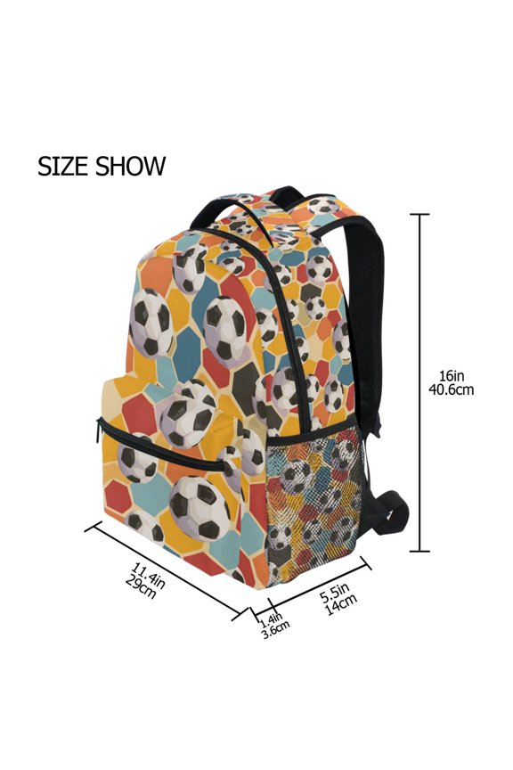 BZSMCE Backpack Schoolbag 15L/18L 2-SIZE Flat Football Pattern Pattern For the Backbags