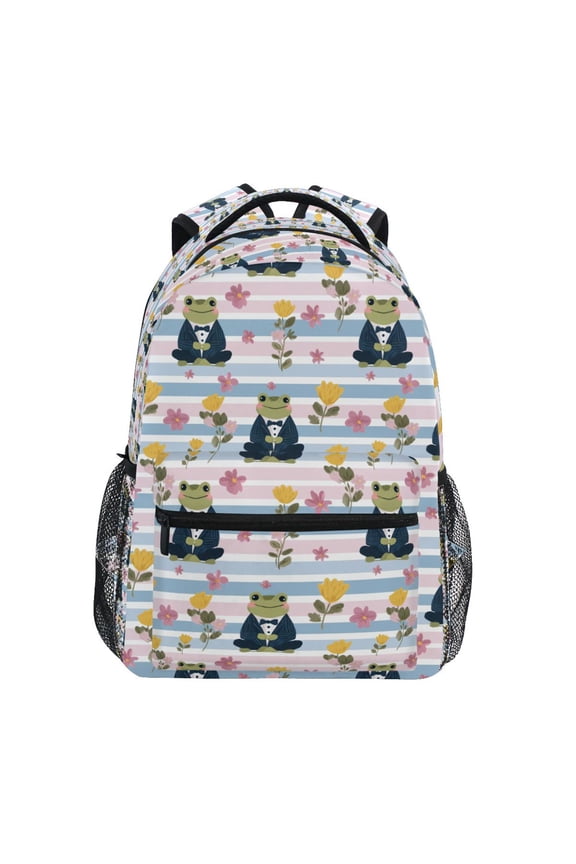 BZSMCE Backpack Schoolbag 15L/18L 2-SIZE Frog Wearing A Tuxedo Pattern Pattern Pattern For the Backbags